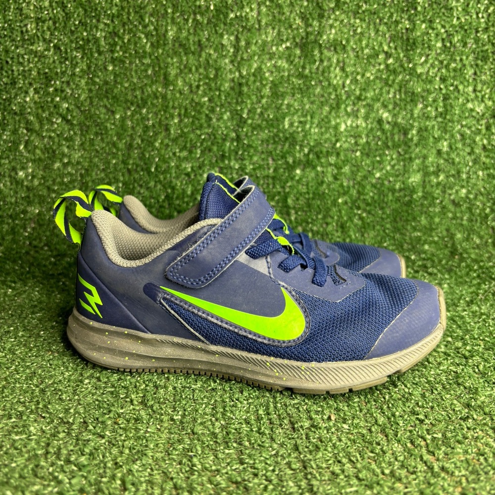 Nike Downshifter 9 CI3916-400 Hook Loop Speckled Sole Sneaker Blue Kids Size 12C